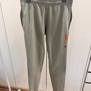 Nike Gray Joggers with Red and Yellow Logo